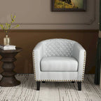 Fauteuil d'appoint moderne Axia 4 avec dossier en similicuir et pieds en bois