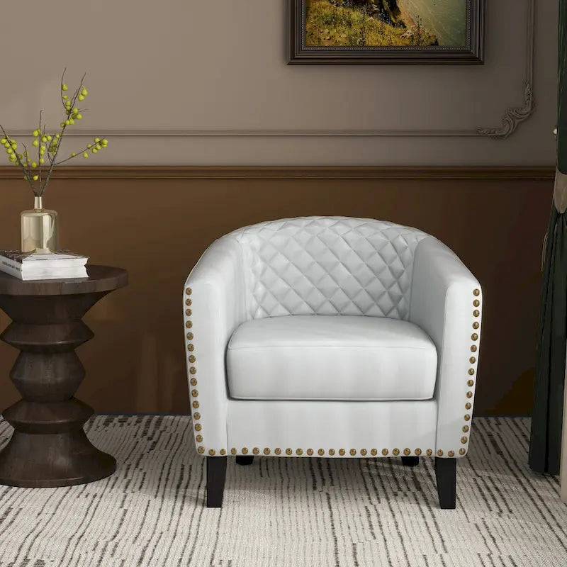 Fauteuil d'appoint moderne Axia 4 avec dossier en similicuir et pieds en bois