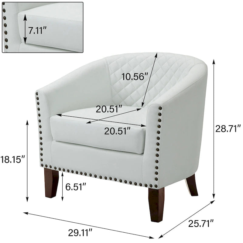 Fauteuil d'appoint moderne Axia 4 avec dossier en similicuir et pieds en bois