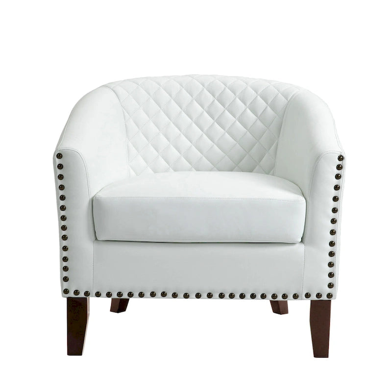 Fauteuil d'appoint moderne Axia 4 avec dossier en similicuir et pieds en bois
