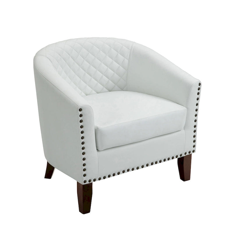 Fauteuil d'appoint moderne Axia 4 avec dossier en similicuir et pieds en bois