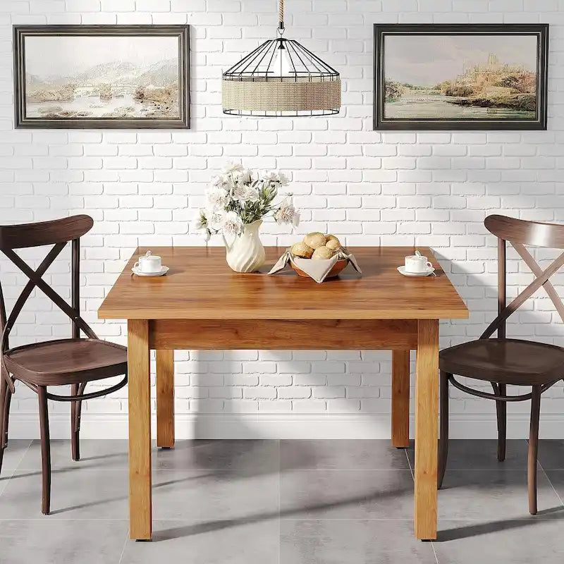 Table à manger carrée rustique en bois massif - 39,4P x 39,4L x 30H