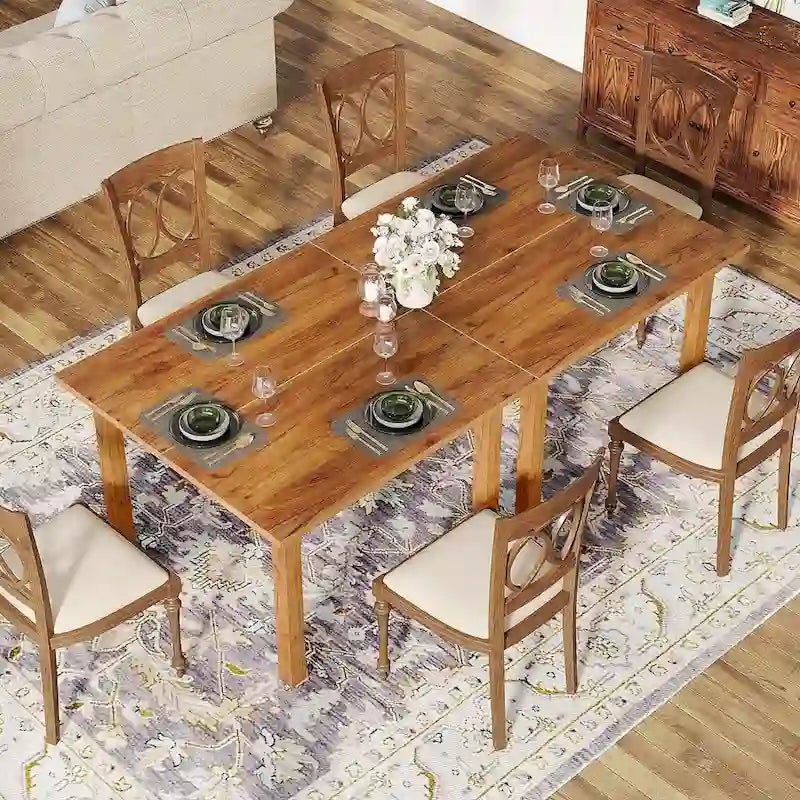 Table à manger carrée rustique en bois massif - 39,4P x 39,4L x 30H