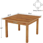 Table à manger carrée rustique en bois massif - 39,4P x 39,4L x 30H