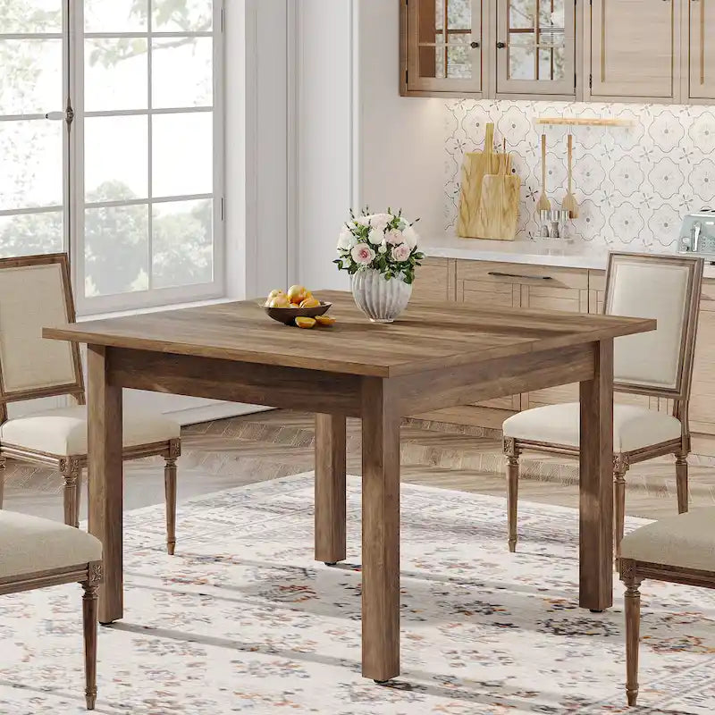Table à manger carrée rustique en bois massif - 39,4P x 39,4L x 30H