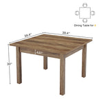 Table à manger carrée rustique en bois massif - 39,4P x 39,4L x 30H
