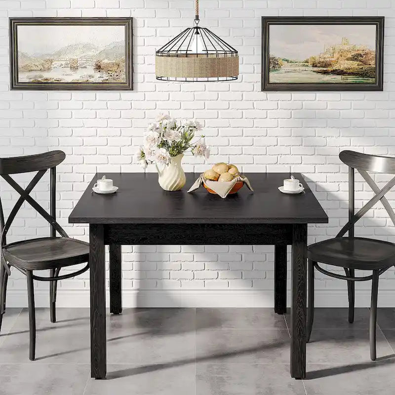 Table à manger carrée rustique en bois massif - 39,4P x 39,4L x 30H