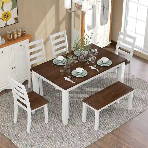 Ensemble de salle à manger 6 pièces avec 4 chaises et un banc