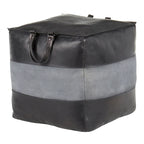 Pouf ottoman industriel Najah en cuir et toile Carbon Loft