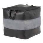 Pouf ottoman industriel Najah en cuir et toile Carbon Loft