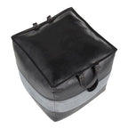 Pouf ottoman industriel Najah en cuir et toile Carbon Loft