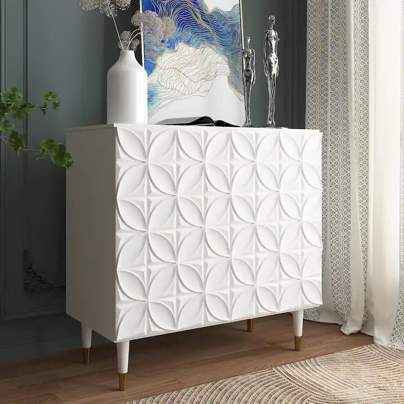 Bahut 2 portes Clihome, meuble de rangement brillant, meuble d'appoint pour équipement multimédia