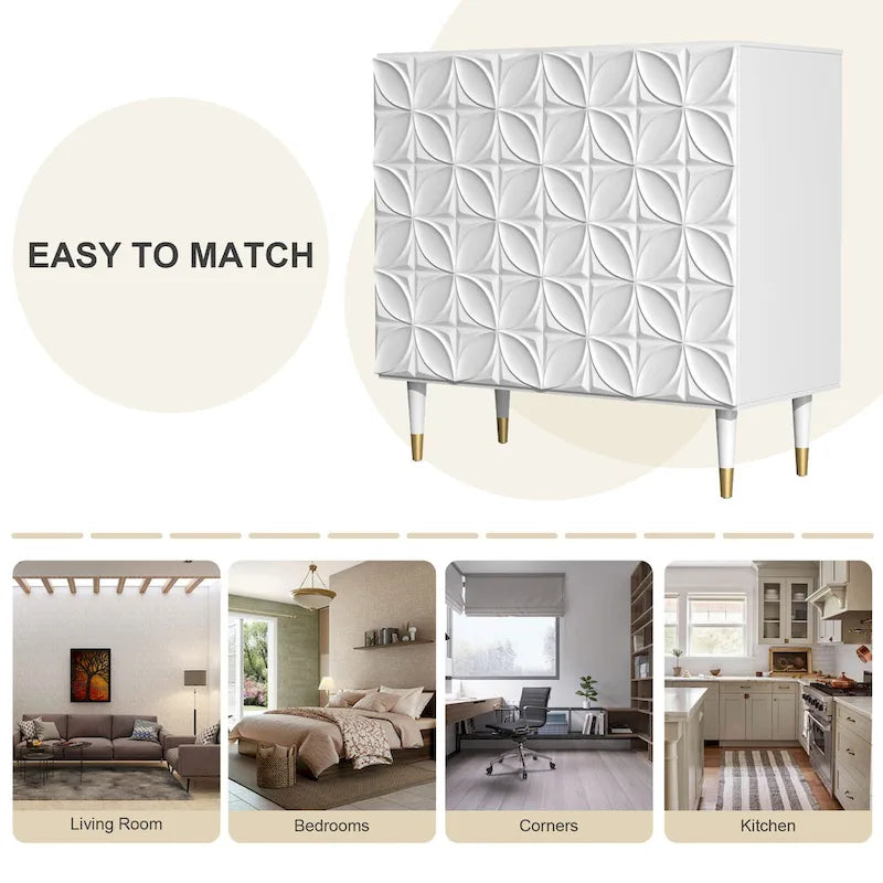 Bahut 2 portes Clihome, meuble de rangement brillant, meuble d'appoint pour équipement multimédia