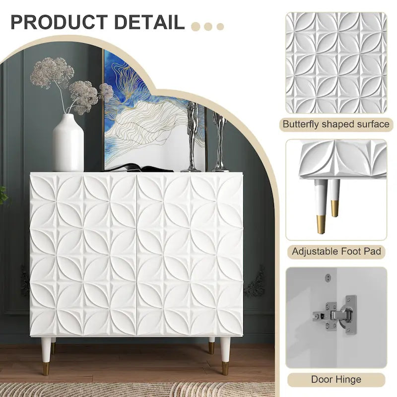 Bahut 2 portes Clihome, meuble de rangement brillant, meuble d'appoint pour équipement multimédia