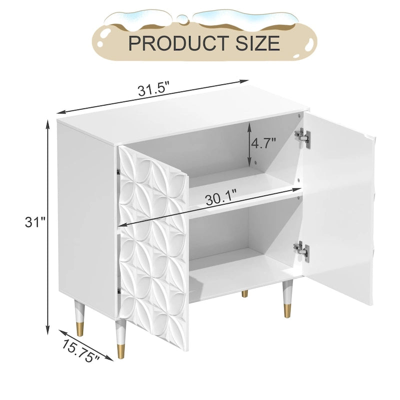Bahut 2 portes Clihome, meuble de rangement brillant, meuble d'appoint pour équipement multimédia