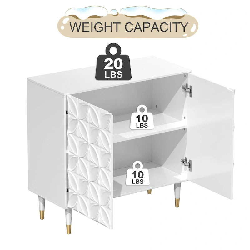 Bahut 2 portes Clihome, meuble de rangement brillant, meuble d'appoint pour équipement multimédia
