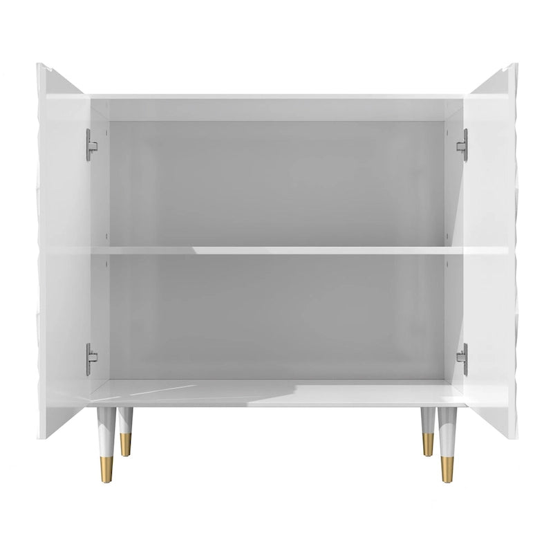 Bahut 2 portes Clihome, meuble de rangement brillant, meuble d'appoint pour équipement multimédia