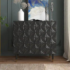 Bahut 2 portes Clihome, meuble de rangement brillant, meuble d'appoint pour équipement multimédia