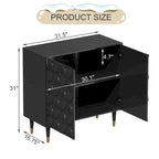 Bahut 2 portes Clihome, meuble de rangement brillant, meuble d'appoint pour équipement multimédia