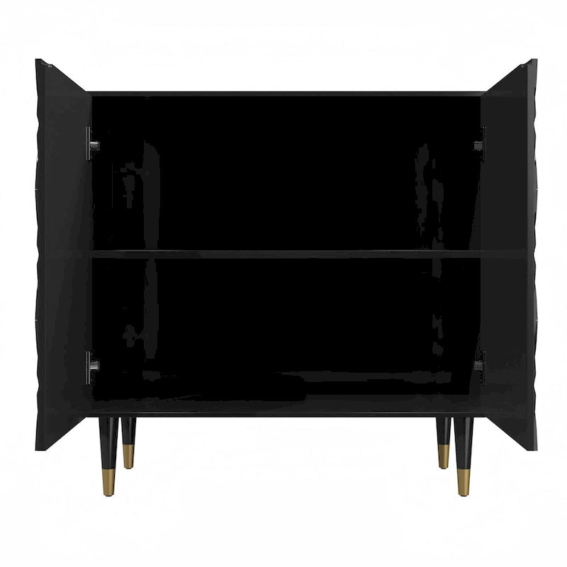 Bahut 2 portes Clihome, meuble de rangement brillant, meuble d'appoint pour équipement multimédia