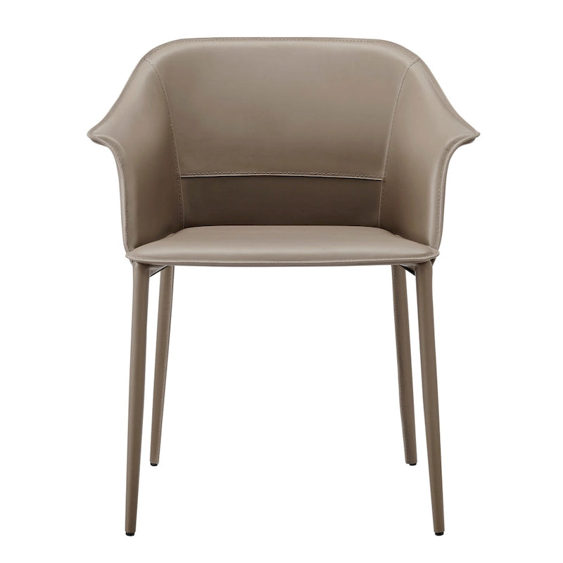 Chaise de salle à manger Callie en cuir recyclé avec accoudoirs