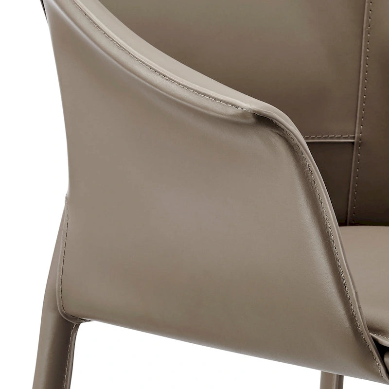 Chaise de salle à manger Callie en cuir recyclé avec accoudoirs