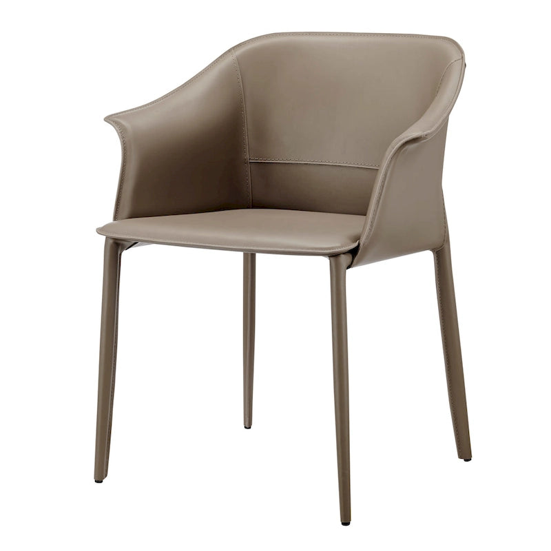 Chaise de salle à manger Callie en cuir recyclé avec accoudoirs