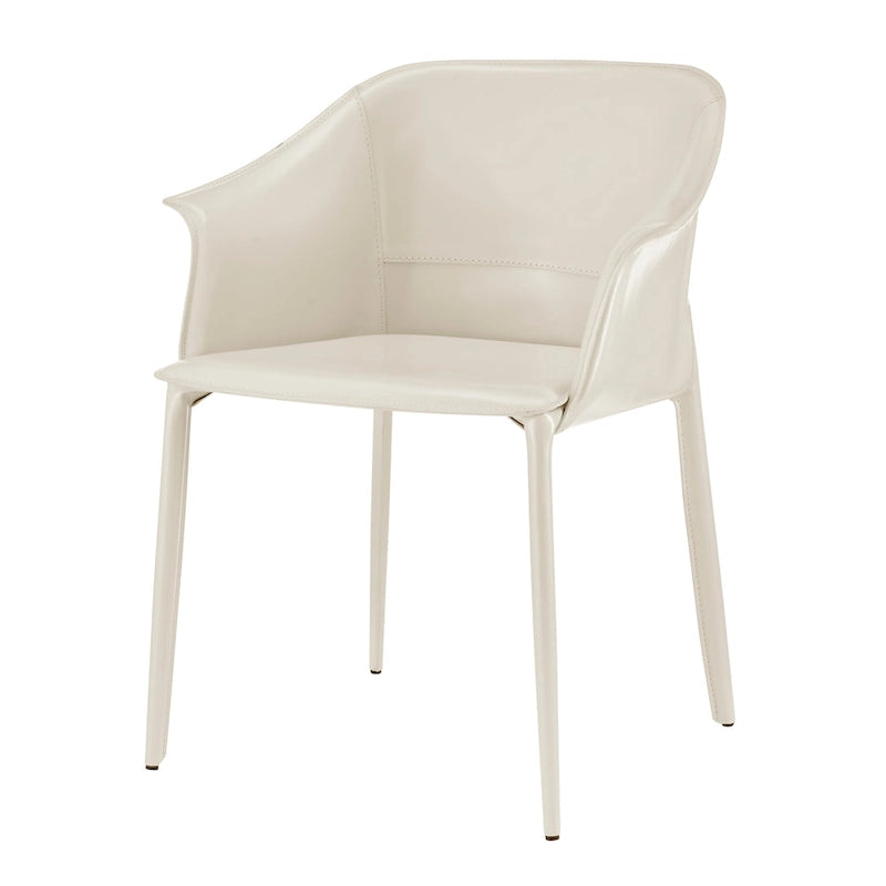 Chaise de salle à manger Callie en cuir recyclé avec accoudoirs