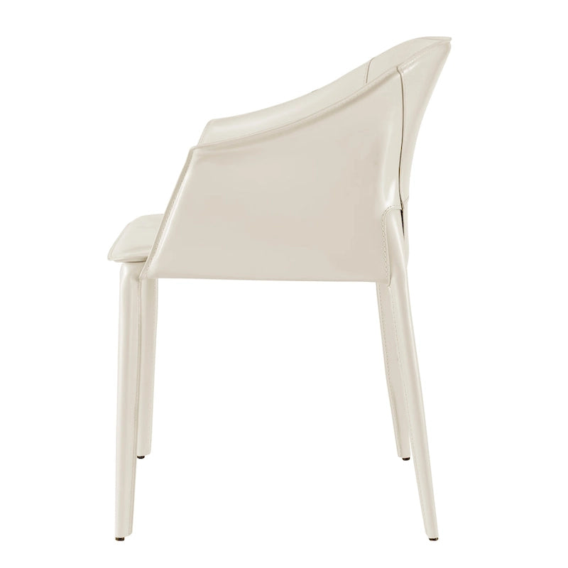 Chaise de salle à manger Callie en cuir recyclé avec accoudoirs
