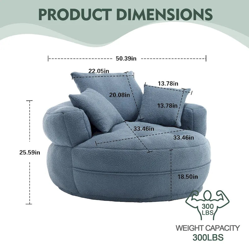 Canapé circulaire large d'intérieur et fauteuil paresseux