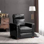 Fauteuil inclinable électrique contemporain classique en cuir véritable Alicia de 88 cm de large avec port USB