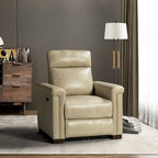 Fauteuil inclinable électrique contemporain classique en cuir véritable Alicia de 88 cm de large avec port USB