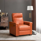 Fauteuil inclinable électrique contemporain classique en cuir véritable Alicia de 88 cm de large avec port USB