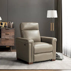 Fauteuil inclinable électrique contemporain classique en cuir véritable Alicia de 88 cm de large avec port USB