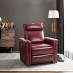 Fauteuil inclinable électrique contemporain classique en cuir véritable Alicia de 88 cm de large avec port USB