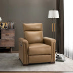 Fauteuil inclinable électrique contemporain classique en cuir véritable Alicia de 88 cm de large avec port USB