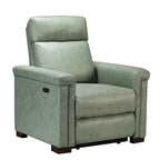 Fauteuil inclinable électrique contemporain classique en cuir véritable Alicia de 88 cm de large avec port USB