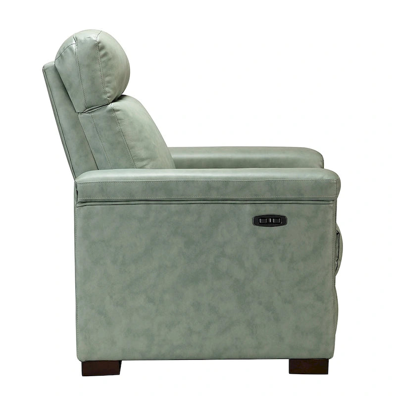 Fauteuil inclinable électrique contemporain classique en cuir véritable Alicia de 88 cm de large avec port USB