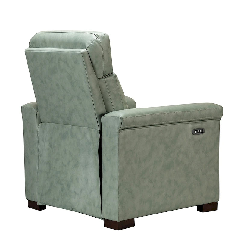 Fauteuil inclinable électrique contemporain classique en cuir véritable Alicia de 88 cm de large avec port USB