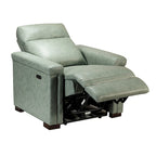 Fauteuil inclinable électrique contemporain classique en cuir véritable Alicia de 88 cm de large avec port USB