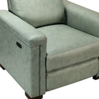 Fauteuil inclinable électrique contemporain classique en cuir véritable Alicia de 88 cm de large avec port USB