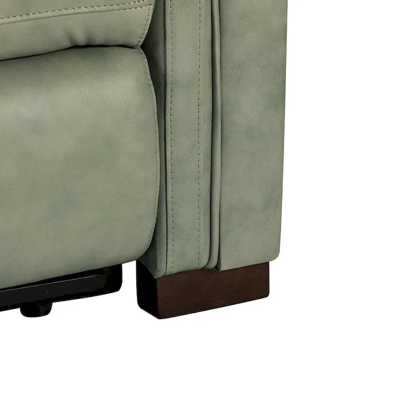 Fauteuil inclinable électrique contemporain classique en cuir véritable Alicia de 88 cm de large avec port USB