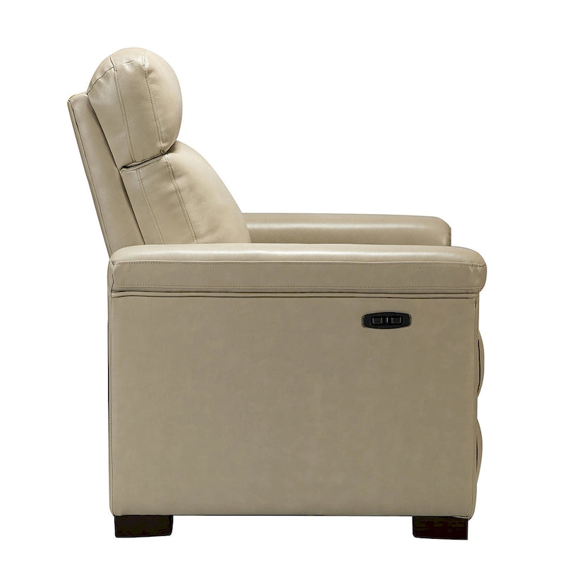Fauteuil inclinable électrique contemporain classique en cuir véritable Alicia de 88 cm de large avec port USB