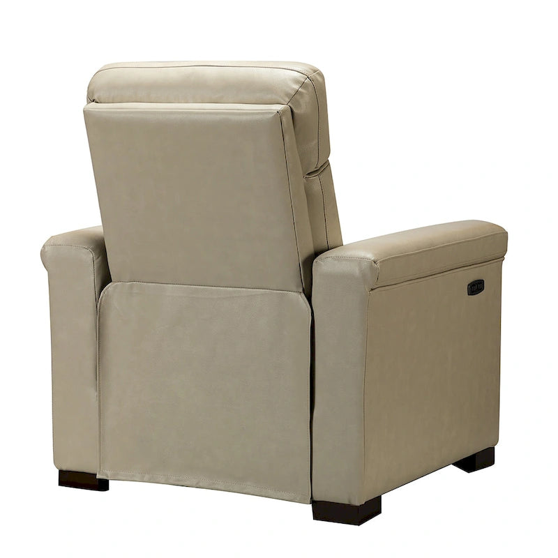 Fauteuil inclinable électrique contemporain classique en cuir véritable Alicia de 88 cm de large avec port USB