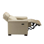 Fauteuil inclinable électrique contemporain classique en cuir véritable Alicia de 88 cm de large avec port USB