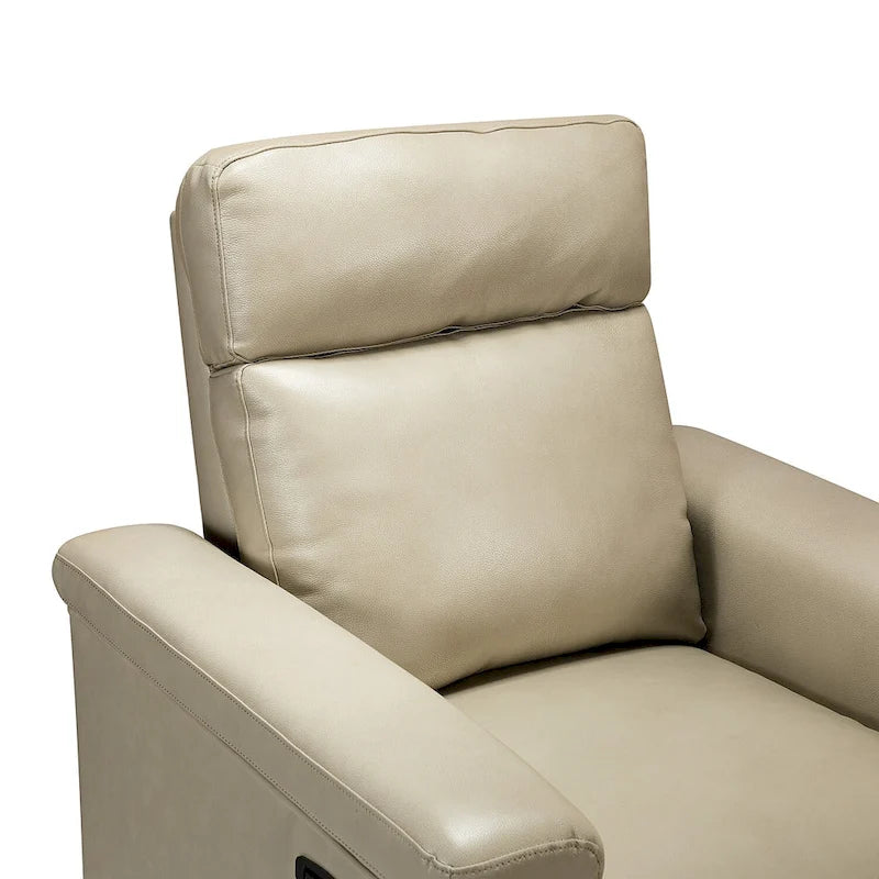 Fauteuil inclinable électrique contemporain classique en cuir véritable Alicia de 88 cm de large avec port USB