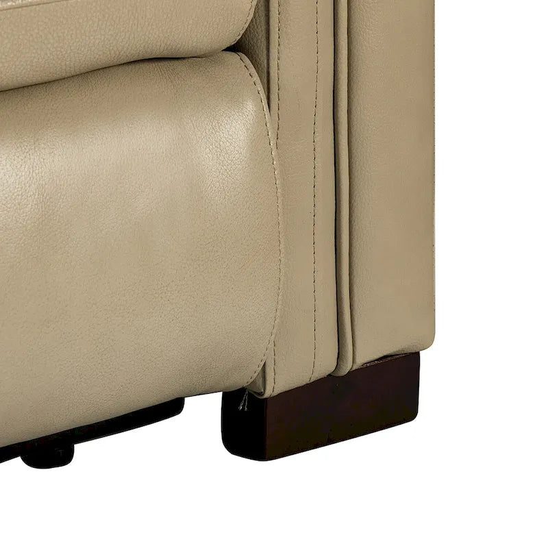 Fauteuil inclinable électrique contemporain classique en cuir véritable Alicia de 88 cm de large avec port USB