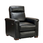 Fauteuil inclinable électrique contemporain classique en cuir véritable Alicia de 88 cm de large avec port USB