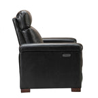 Fauteuil inclinable électrique contemporain classique en cuir véritable Alicia de 88 cm de large avec port USB