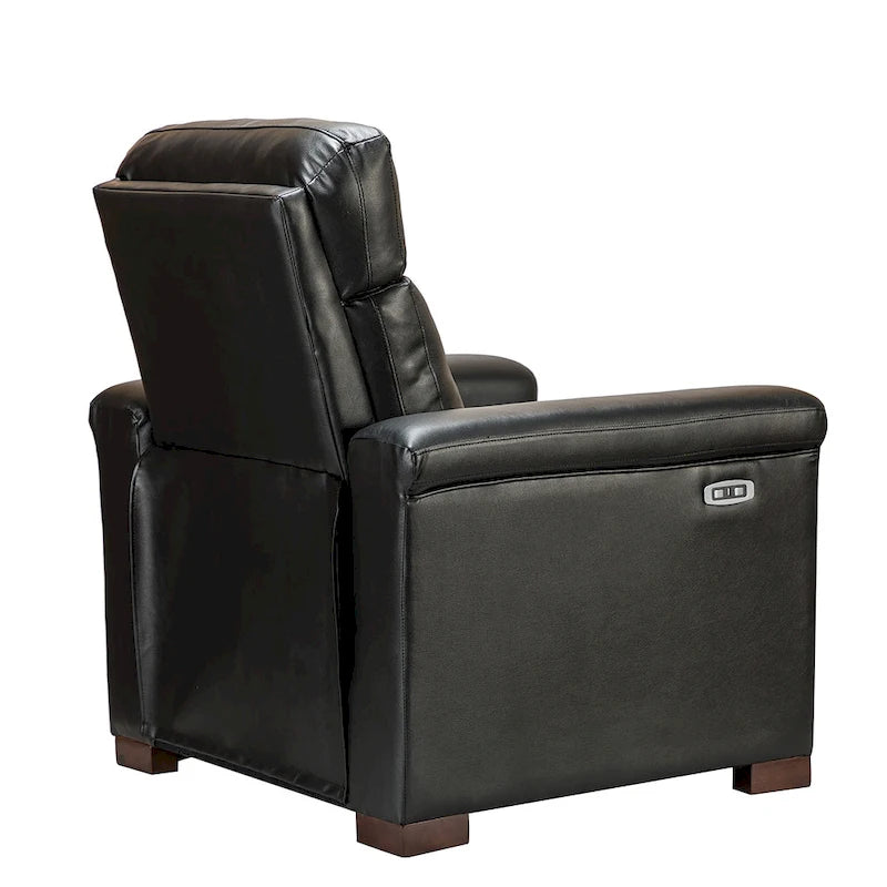 Fauteuil inclinable électrique contemporain classique en cuir véritable Alicia de 88 cm de large avec port USB